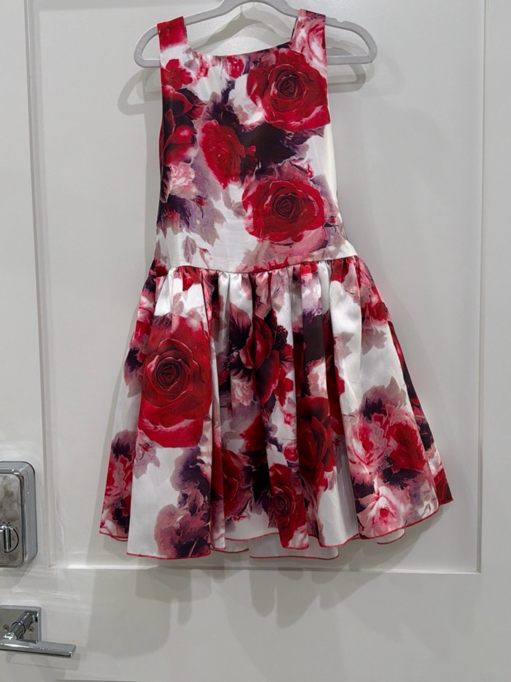Zoe Ltd Red and White Floral Satin Party Dress